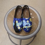 Custom, hand painted Starry Night TOMS shoes featuring Starry Night by Vincent Van Gogh.